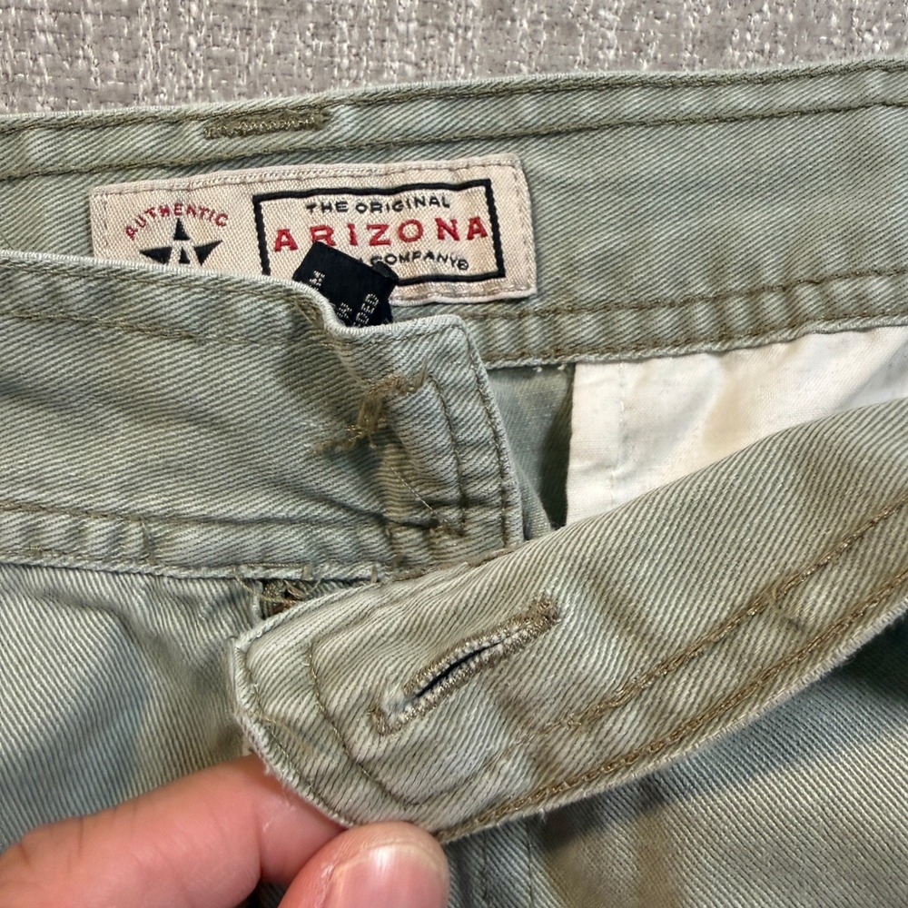 Flawed Arizona Jean Cargo Shorts Size 32 Olive Green Khaki 100% Cotton Utility